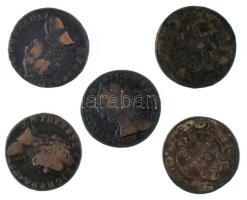 Ausztria 1760-1762. 1kr Cu "Mária Terézia" (5db, 3xklf: 1760W, 1761P, 1762W) T:VF Austria 1760-1762. 1 Kreutzer Cu "Maria Theresia" (5pcs, 3xdiff: 1760W, 1761P, 1762W) C:VF