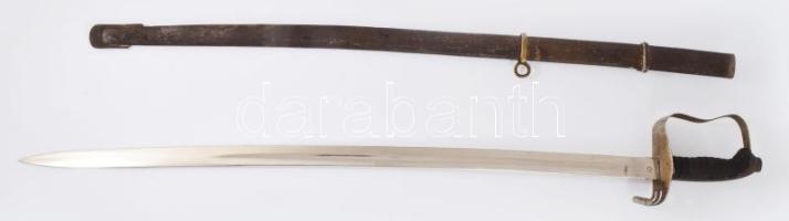1861M díszelgő szablya, jelzés nélkül, fém hüvellyel, viseltes, rozsdafoltos, h: 91 cm