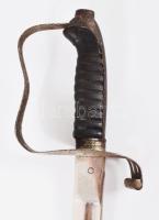 1861M díszelgő szablya, jelzés nélkül, fém hüvellyel, viseltes, rozsdafoltos, h: 91 cm