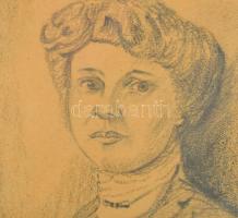 Olvashatatlan jelzéssel: Fiatal hölgy arcképe. Ceruza, papír, jelzett. Dekoratív, üvegezett fakeretb...