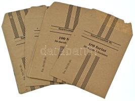 1990-2000 k. "Szerencsejáték Rt." 17db kitöltött és kitöltetlen fémpénzes papírzacskók 1Ft, 2Ft, 10Ft és 20Ft-os érmék számára. Benne: "100 forint - 50 darab 2 forintos" (5db) + "250 forint - 50 darab 5 forintos" (3db) + "250 forint - 25 darab 10 forintos" (4db) + "1000 forint - 20 darab 50 forintos" (2db) + "2000 forint - 20 darab 100 forintos" (3db), használt és új állapotúak is