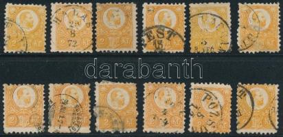 1871 10 db Réznyomat 2kr színváltozatokkal / 10 x 2kr with colour varieties