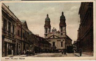 1938 Pápa, Fő utcai részlet, Pápai Hitelbank, üzletek (EK)