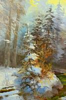 Czinege iskola jelzéssel: Téli táj. Olaj, farost. Dekoratív fakeretben, 75x154 cm. KIZÁRÓLAG SZEMÉLY...