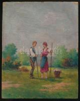 Perlmutter Imre (1870-1935): Páros, Olaj, rétegelt falemez, 15x12 cm