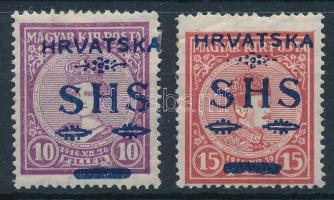 SHS 1918 Koronázás pár (27.000) / Mi 64-65. Signed: Bodor (15f hiányzó fog / missing perf)