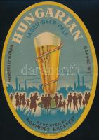 cca 1949 Breweries of Kőbánya, Hungarian lager beer pale, exported by Monimpex Budapest / Kőbányai világos sör, nagyméretű, angol nyelvű reklám címke, Bp., Globus Nyomda N.V., kisebb hibákkal, 24x16,5 cm