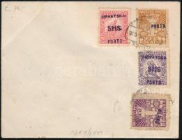 SHS 1918 6 db magán felülnyomású SHS bélyeg borítékon (leírás mellékelve)