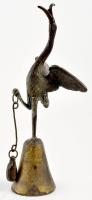 cca 1900 Pompei madáralakos csengő bronz másolata, m: 20 cm