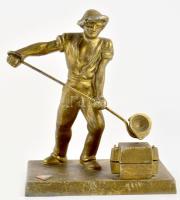 2 db szocreál aluminium szobor Fémöntő munkás, labdarúgó 17 , 22 cm