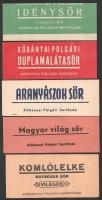 Kőbányai Polgári Serfőzde sörös címkék, 5 db különféle