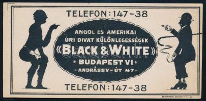 Black &amp; White angol és amerikai úri divat számolócédula