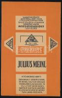 cca 1940 Julius Meinl német nyelvű borsóleves címke, gyártja: Papp András Erőtápszerüzem Bp., 13,5x8,5 cm
