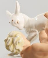 Schaubach Kunst kecskéről leeső puttó. Jelzett, hibátlan, 20x13 cm