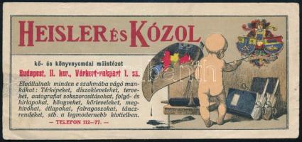 Heisler és Kózol kő- és könyvnyomdai műintézet Bp. II. számolócédula, hajtott