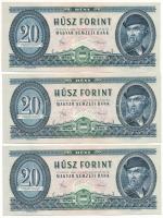 1980. 20Ft (3x) közeli sorszámok "C 366" T:F szép papír Adamo F17