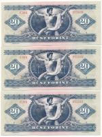 1980. 20Ft (3x) közeli sorszámok "C 366" T:F szép papír
Adamo F17