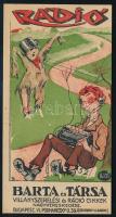 Rádió Barta és Társa villanyszerelési és rádió cikkek számolócédula