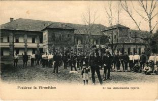 Verőce, Virovitica; Kr. hus domobranska vojarna. E. S. D. 10306 / laktanya / military barracks (EK)