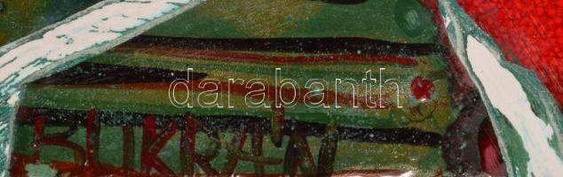 Bukrán Edit (1957-): Pipacsos táj. Mázas festett gipsz fali dísz, Jelzett 40x50 cm 

Csak személye...