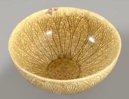 Bukrán Edit (1957-): Tálka, Mázas kerámia, jelzett, apró lepattanással d: 15 cm