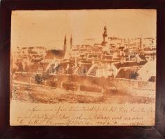 Jelzés nélkül: Régi idők üzenete. Samottos kerámia, fa keretben.. Egy apró lepattanással 38x29 cm