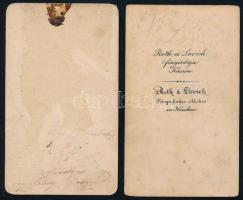 cca 1865-1870 Elegáns fiatal férfiak portréi, 2 db vizitkártya Roth és Lovich kassai műterméből, kis...