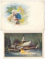 4 db RÉGI karácsonyi üdvözlőlap / 4 pre-1945 Christmas greeting art postcards