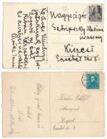 2 db RÉGI újévi üdvözlőlap, közte litho gombával / 2 pre-1945 New Year greeting art postcards: litho...
