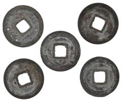 Vietnam 1802-1820. 1 Cash sárgaréz "Gia Long" (5x) T:VF,F Vietnam 1802-1820. 1 Cash brass "Gia Long" (5x) C:VF,F