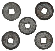 Vietnam 1802-1820. 1 Cash sárgaréz "Gia Long" (5x) T:VF,F Vietnam 1802-1820. 1 Cash brass "Gia Long" (5x) C:VF,F