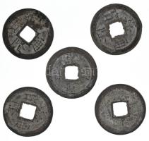 Vietnam 1802-1820. 1 Cash sárgaréz "Gia Long" (5x) T:VF,F Vietnam 1802-1820. 1 Cash brass "Gia Long" (5x) C:VF,F