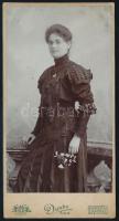 cca 1900-1910 Elegáns hölgy portréja, keményhátú fotó a Dunky fivérek (Kolozsvár, Miskolc, Sátoralja...