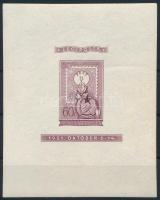 1951 80 éves a magyar bélyeg vágott lila blokk, jó minőség, enyhe ráncok (450.000)