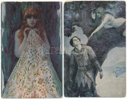 2 db RÉGI S. Solomko művészlap / 2 pre-1945 art postcards s: S. Solomko