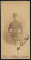 cca 1900 Katonatiszt (Szabóky hadnagy) aláírt fotója, kabinetfotó Brücker Ignác soproni műterméből, kissé foltos, 21x10,5 cm
