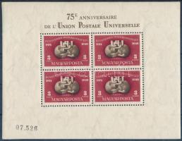 1950 UPU blokk a piros szín gépszínátnyomatával (180.000) (ráncok / creases)