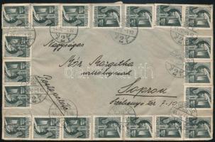 1944 Távolsági levél 20 db bélyeggel + 10 db bélyeggel bélyegzés nélkül / Domestic cover "MISKOLC" - Sopron