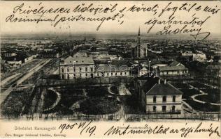 1905 Karcag, részlet madártávlatból, látkép. Özv. Berger Izidorné kiadása