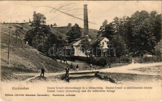 1910 Karánsebes, Caransebes; Dealul Crucii (Kereszthegy) és a villanytelep / Dealul Crucii si stabilimentul electric / Kreuzberg und die elektrische Anlage / electrical plant, electric power station (EK)