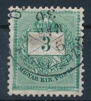 1881 Színesszámú 3kr II. lemez 12 : 11 3/4 fogazással gyöngyjavítás, karcok