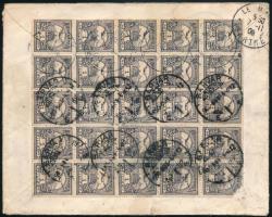 1909 Levél Franciaországba Turul 2 x 5f + 2 x 10f + 1f 25-ös tömb bérmentesítéssel