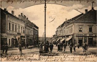1902 Kaposvár, Korona utca, Geiszler Nep., Práger Lipót, Pollák József, Steinitz üzlete. Gerő Zsigmond kiadása (fl)