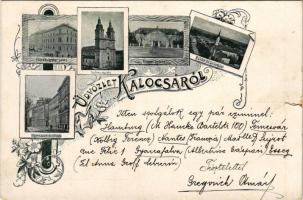 1899 Kalocsa, Törvénykezési palota, székesegyház, érseki palota, zárda és árvaház, főgimnázium és csillagda (obszervatórium). Art Nouveau, floral (szakadás / tear)