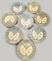 Fischer Ignác "Emma" mintás 8 darabos tál készlet. Jelzett, pár darabon bebarnult mázzal, erős mázrepedésekkel, egyik darabon lepattanással, d: 20 cm