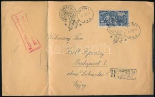 1937 Ajánlott cenzúrázott levél Budapestre / Registered censored cover