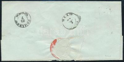 1849 Franco levél "PÁPA" + piros "FRANCO" - "KOMÁROM"