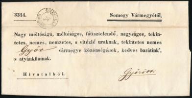 1846 Hivatalos levél "ÖREG-LAK" - Győr