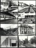 1982 és 1993 között készült felvételek HÉV állomásokról, HÉV vonalakról és HÉV járművekről, 13 db vintage ezüstzselatinos fotó, a többsége feliratozott, jelzett és datált, 9x13 cm és 10x15 cm között