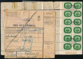 1946 (17. díjszabás) Szállítólevél 66 db Milliós bélyeggel "NÉMETBOLY" / Parcel card with 66 stamps